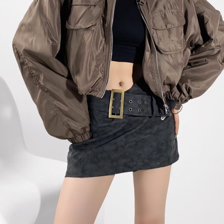 Cropped Cargo High Neck Coat