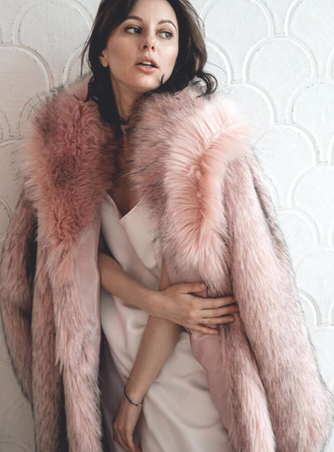 Faux Fur Plush Warm Open Front Coat