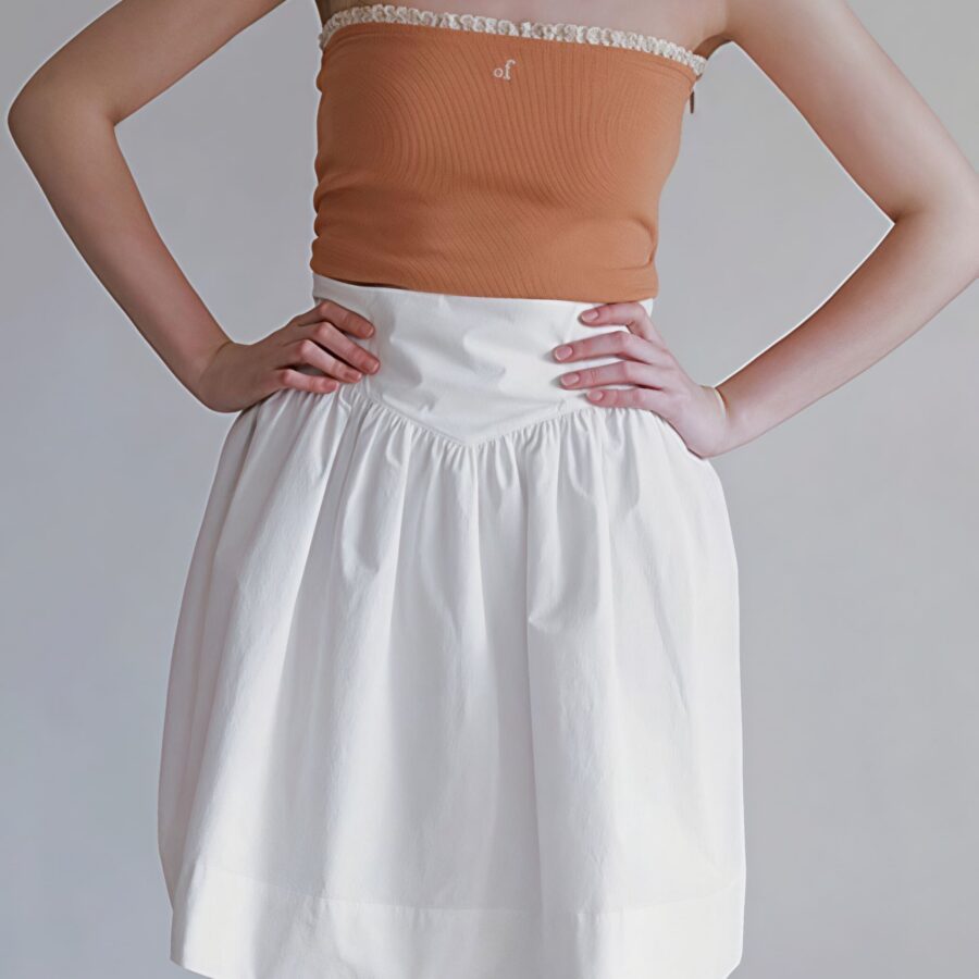 High Waist Pleated Waistband Solid Tulip Vintage Youthful Mini Skirt