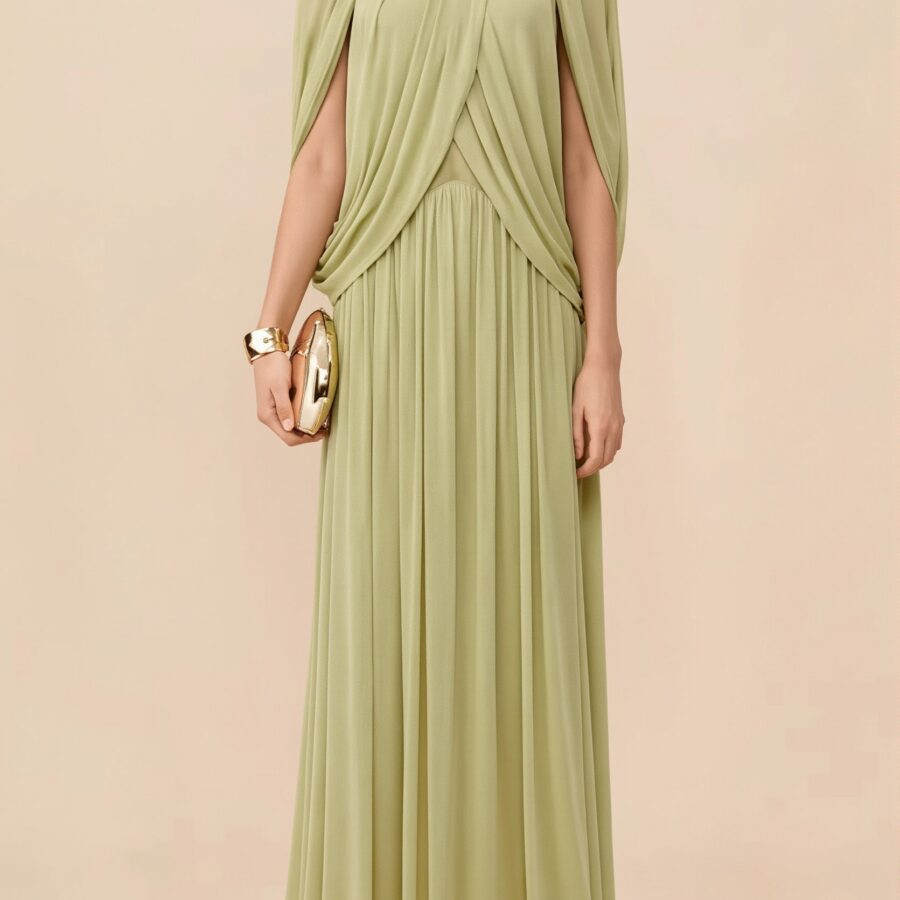 Elegant Cross Ruffle Maxi Dress