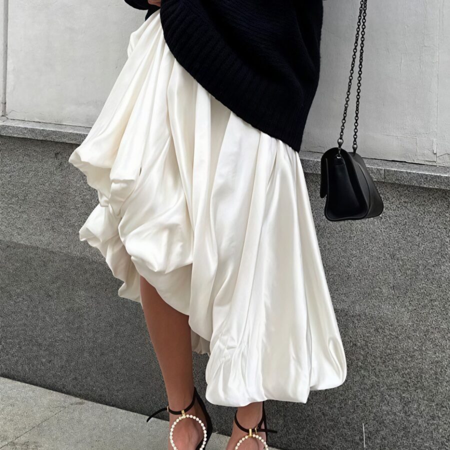 Simple High Waist Flared Skirt